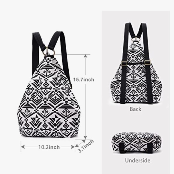 Stylish Geometric Black and White Backpack - Picture 2 of 11